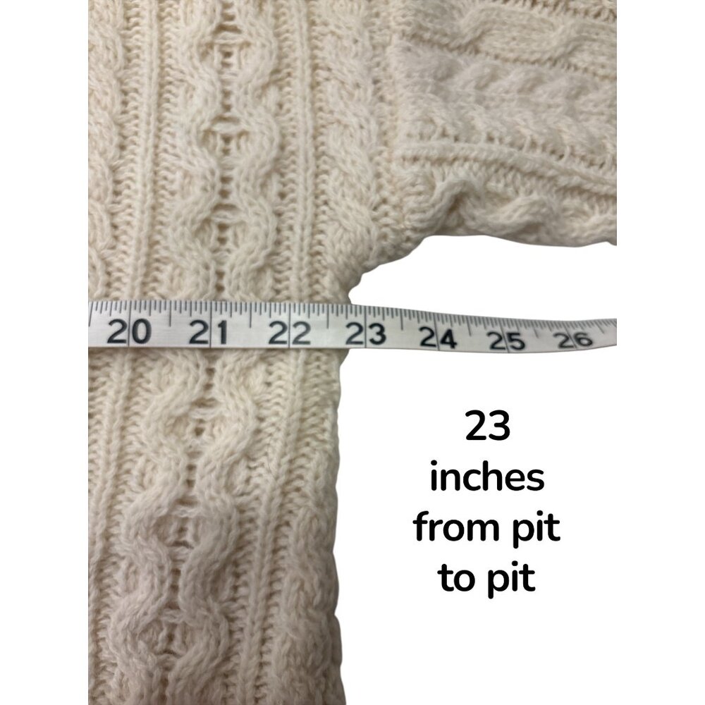 90% Wool Brandy Melville Cable Knit Cardigan Cream Button Front Chunky Cozy - Picture 8 of 10
